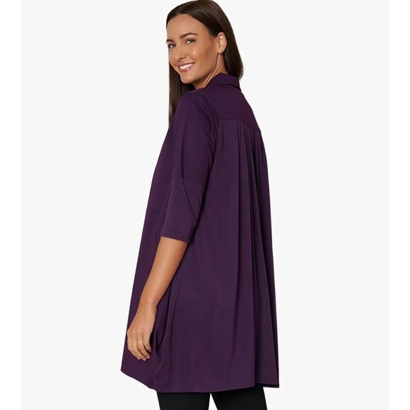 STELLA CARAKASI NWT TIBURON Sz XL Amethyst Purple Collared Button Down Tunic Too - Picture 6 of 10